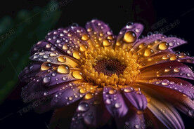 布满露珠的紫色菊花
