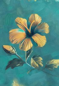 金色花朵蓝色背景