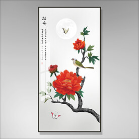 牡丹花鸟装饰画