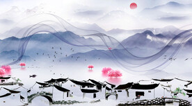 中式山水背景墙