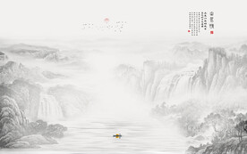新中式山水画背景墙