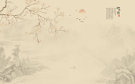 中式工笔花鸟画电视背景墙