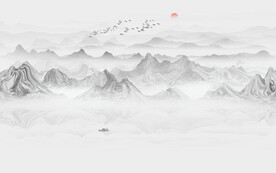 现代简约水墨山水画背景墙