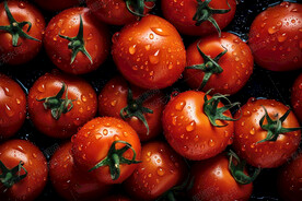 带着露珠的小西红柿