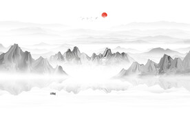 意境抽象水墨山水画