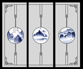 高清分层透明底推拉门打印图