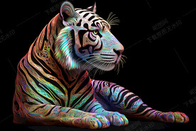 趴着的彩绘老虎