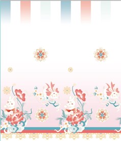 汉服红蓝渐变兔子云朵