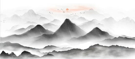 新中式抽象水墨山水风景背景墙