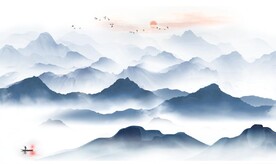 新中式抽象水墨山水风景背景墙