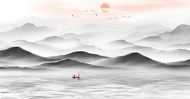 新中式抽象水墨山水风景背景墙