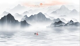 新中式抽象水墨山水风景背景