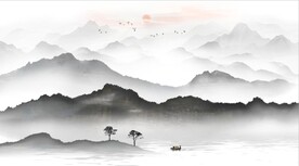 新中式抽象水墨山水风景背景墙
