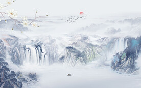 新中式大理石山水画背景墙