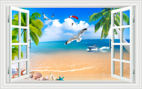 大海风景3D立体假窗