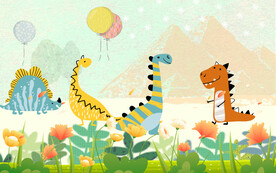 矢量卡通恐龙背景墙