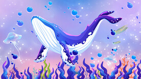 卡通鲸鱼蓝色背景墙