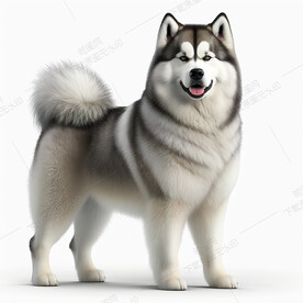卡通阿拉斯加雪橇犬