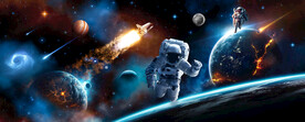 太空宇宙星球火箭宇航员银河背景