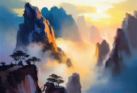 当代油画 黄山日出