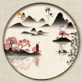 圆形禅意山水