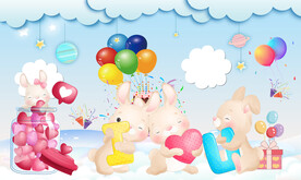 卡通儿童背景墙