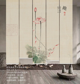 禅意荷花电视背景墙