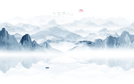 抽象水墨山水画背景墙画