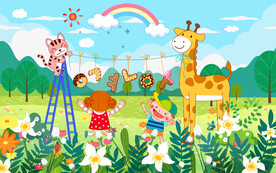 卡通长颈鹿动物游乐园