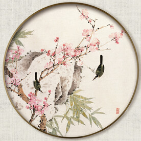 圆形中式花鸟图