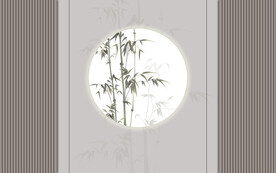 新中式水墨竹子栅格背景墙