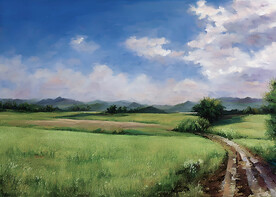 油画 无边的田野