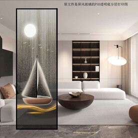 高清分层透明底屏风玻璃打印图