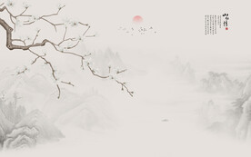 新中式工笔花鸟玉兰背景墙