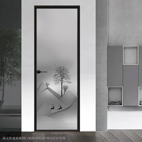 高清分层透明底平开门打印图