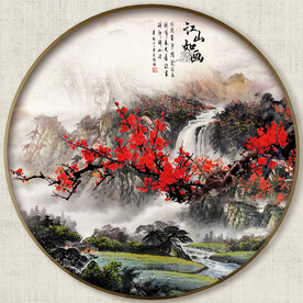 圆形中式山水画