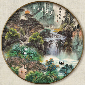圆形中式山水画