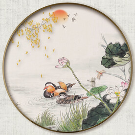 圆形中式花鸟图