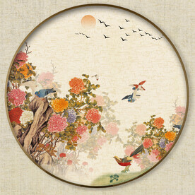 圆形花鸟图