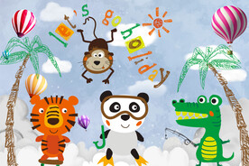 卡通矢量儿童房背景墙