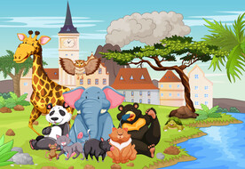 卡通动物世界背景