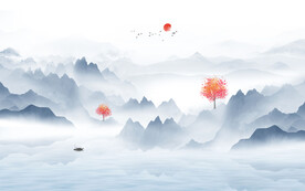 山水风景背景墙壁画