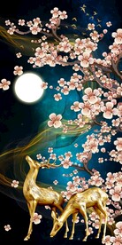 新中式发财鹿玄关