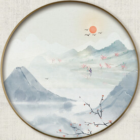 圆形中式山水画