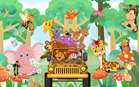 卡通森林动物背景