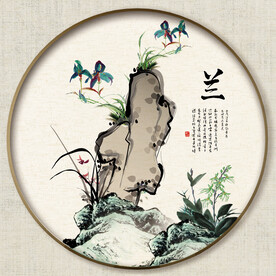 圆形花鸟图