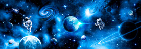 蓝色外太空星球宇宙星空银河背景