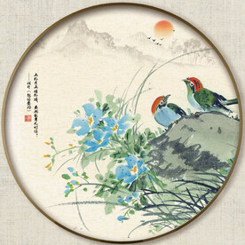 圆形花鸟图