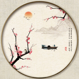 圆形中式山水画