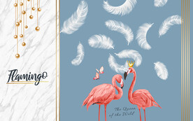 现代简约羽毛火烈鸟电视背景墙